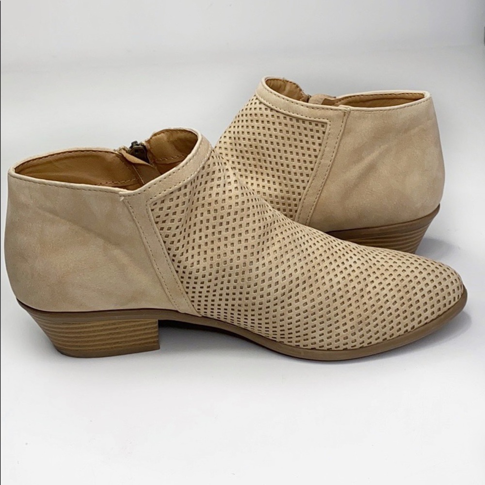 Qupid Tan Comfy Perforated Ankle Bootie 9